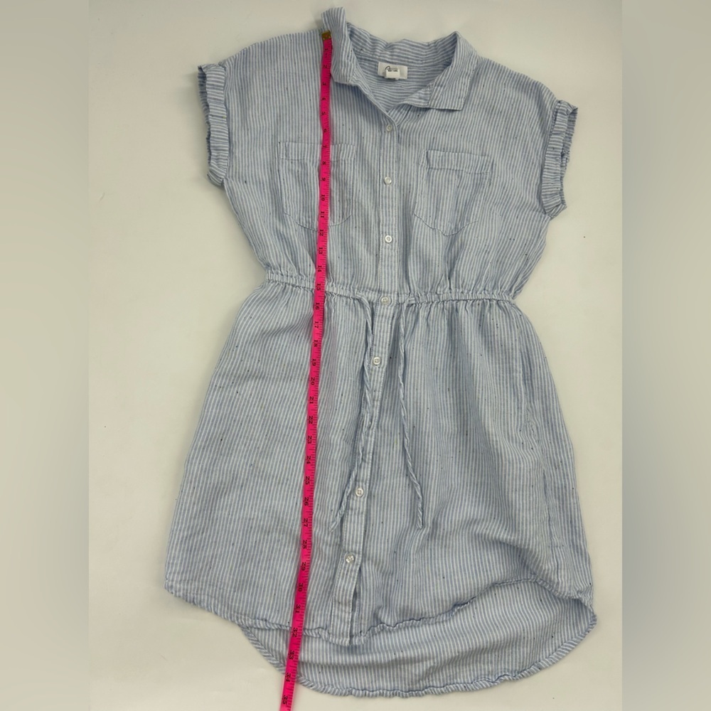 Japna Shirt Dress Blue Stripe Short Sleeve Drawstring Waist - Picture 6 of 7